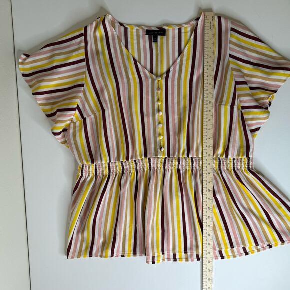 Lane Bryant Womens V-Neck Smock Waist Short Sleeve Top Sz 18 | Lightweight Flowy - Picture 14 of 16